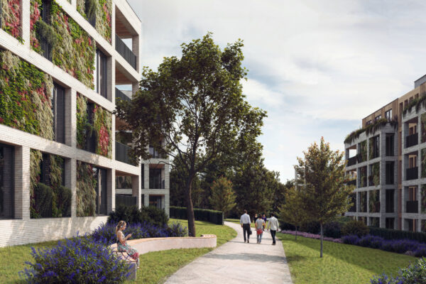 Emsauen Quartier in Rheine - Allee - Architekturkonzept und Visualisierung von Formgrafik